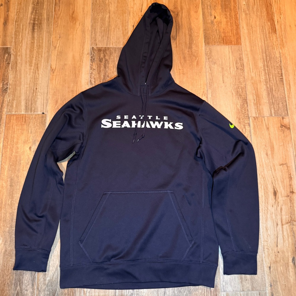 Nike Seattle Seahawks NFL Therma-FIT Hoodie Navy Blue Mens Medium 743282-419